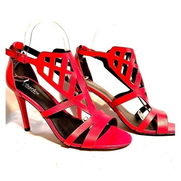 CHARLES DAVID NWOB RED/PINK 3” HEELS SANDAL SIZE 8.5 - Picture 1 of 5